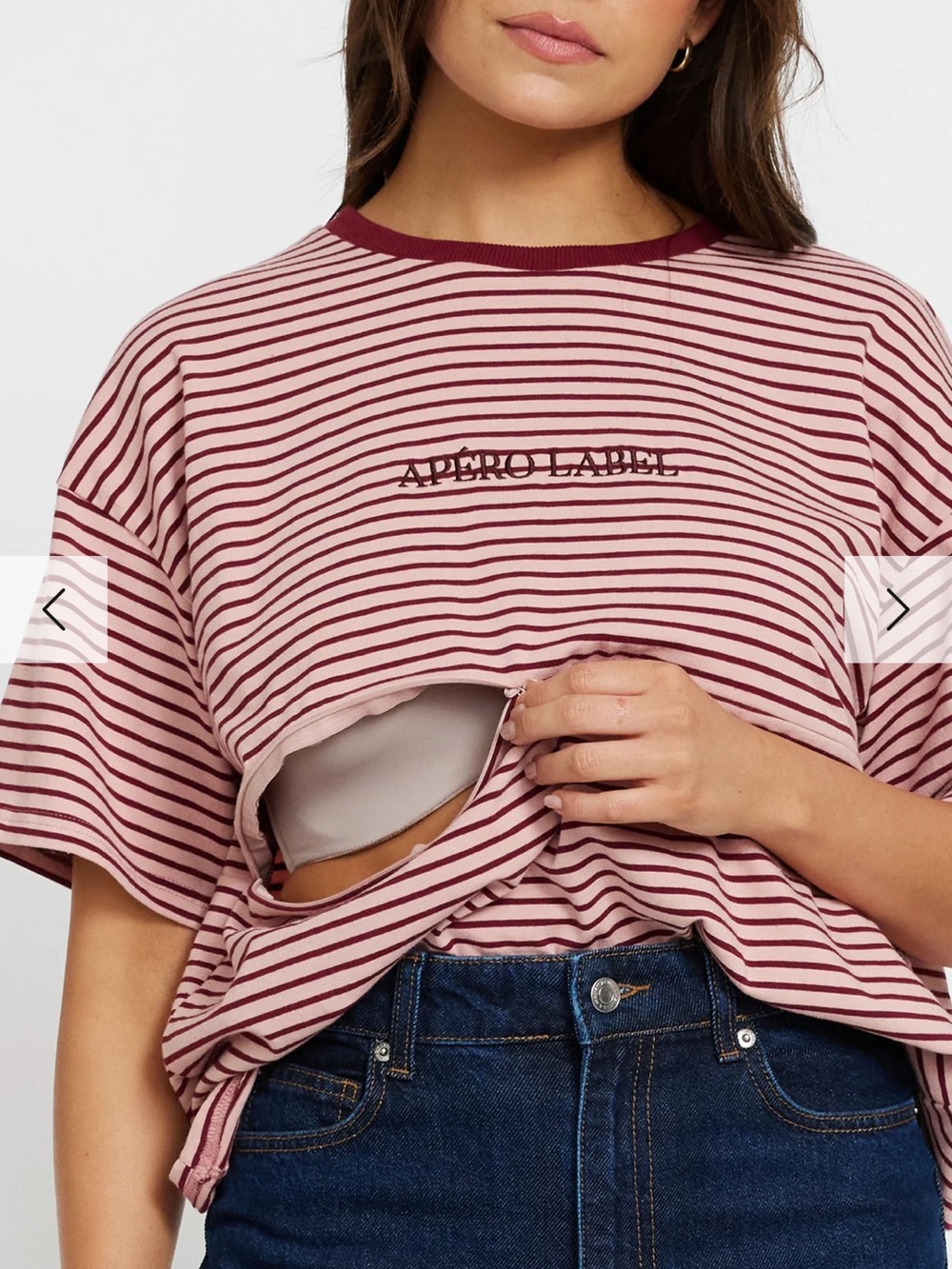 Women's Pink Striped Nursing Tee